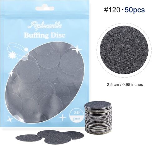 NMKL38 50 قطعة من أقراص الصنفرة البديلة ذاتية اللصق من ورق الصنفرة لأداة إزالة مسامير القدم الكهربائية (#120) in Kuwait