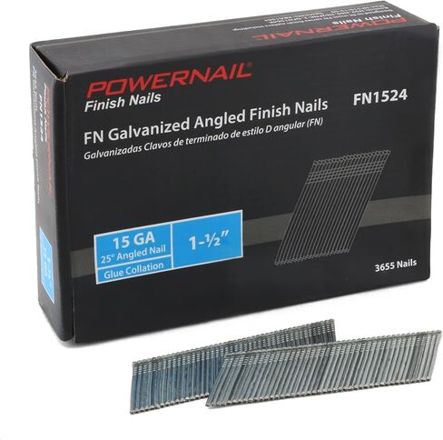 باورنيل اظافر FN1524 مقاس 15 بطول 1-1/2 انش بزاوية 25 درجة (علبة من 4 صناديق - 3655 قطعة) in Kuwait