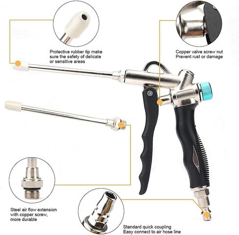 SI FANG 2 Way Air Blow Gun with Adjustable Air Flow and Detachable Extended Nozzle, Powerful Industrial Air Compressor Blower Gun Pneumatic Tool for Blowing Dust, Water, Powder, Debris etc. in Saudi Arabia