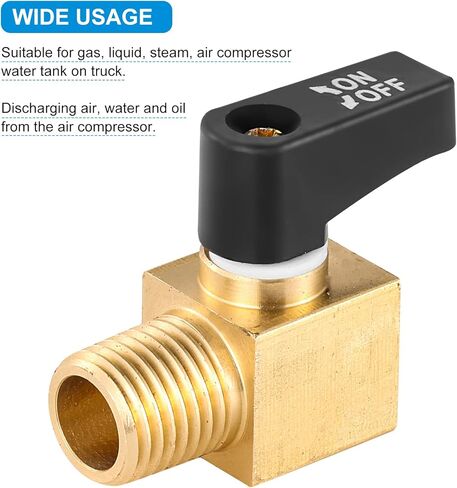 صمام كروي للصرف النحاسي، صمام كروي صغير لضاغط الهواء مع صمام تشغيل وإيقاف وخيط ذكر 1/4 بوصة NPT، شريط ختم - قطعتان in Kuwait