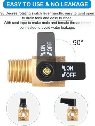 صمام كروي للصرف النحاسي، صمام كروي صغير لضاغط الهواء مع صمام تشغيل وإيقاف وخيط ذكر 1/4 بوصة NPT، شريط ختم - قطعتان in Kuwait