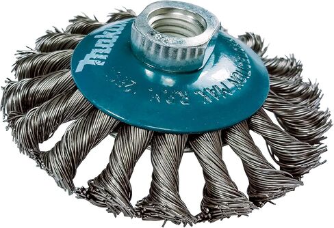 ماكيتا قطعة واحدة - فرشاة سلكية ملتوية مقاس 4.5 بوصة للمطاحن مقاس 5 بوصة - 9 بوصة - تكييف شديد التحمل للمعادن - 4 1/2 بوصة × 5/8 بوصة | 11 قيادة الأمم المتحدة in Kuwait