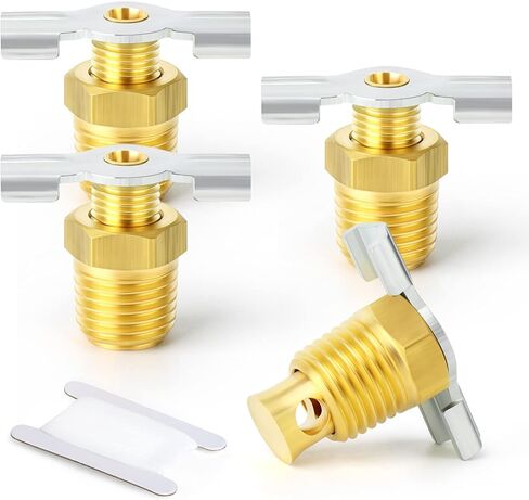 GASHER 10PCS Brass 1/4" NPT Male knurled Style Air Compressor Drain Valve, Tank Drain Cock Replacement Part in Saudi Arabia