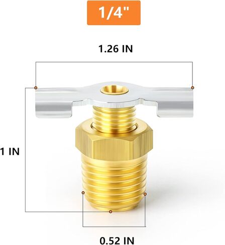 GASHER 10PCS Brass 1/4" NPT Male knurled Style Air Compressor Drain Valve, Tank Drain Cock Replacement Part in Saudi Arabia
