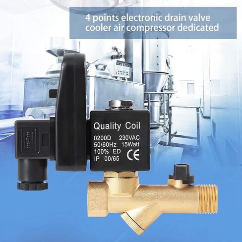 Akozon 1/2 بوصة صمام تصريف إلكتروني أوتوماتيكي في الوقت المناسب لإدارة مكثفات ضاغط الهواء، صمام تصريف المياه ذو المفعول المباشر G1 / 2(DN15)(AC110V) in Kuwait