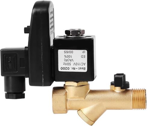 Akozon 1/2 بوصة صمام تصريف إلكتروني أوتوماتيكي في الوقت المناسب لإدارة مكثفات ضاغط الهواء، صمام تصريف المياه ذو المفعول المباشر G1 / 2(DN15)(AC110V) in Kuwait