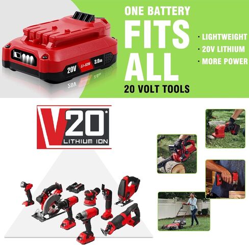 JIALIPOK CMCB205 20V 3.0Ah Lithium Replacement for Craftsman 20V Battery CMCB202 CMCB202-2 CMCB204 CMCB204-2 CMCB201 CMCB206 CMCS500B CMCD700C Craftsman V20 Battery in Kuwait