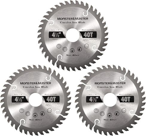 Monster & Master 3 عبوات من شفرات المنشار الميتري مقاس 4-1/2 بوصة، شفرة منشار دائري TCT 40T مع شجرة 7/8 بوصة، شفرة منشار دائري لقطع المعادن، منشار قطع مائل من كربيد الخشب، لمطحنة الزوايا in Kuwait