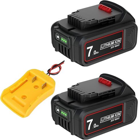 POWTREE ترقية 7.0Ah 2 حزم DCB206 بطارية + عجلة الطاقة DIY محول الاستخدام لديوالت 20 فولت ماكس XR DCB207 DCB206 DCB204 DCB206-2 DCB200-2 DCB180 DCD985B DCB200، 20 فولت ماكس أدوات DCD/DCF/DCG سلسلة in Kuwait