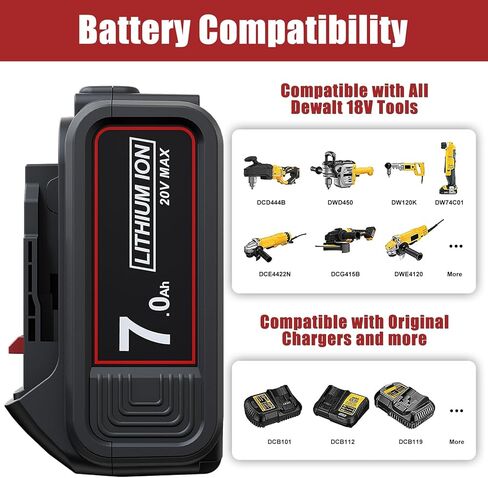 POWTREE ترقية 7.0Ah 2 حزم DCB206 بطارية + عجلة الطاقة DIY محول الاستخدام لديوالت 20 فولت ماكس XR DCB207 DCB206 DCB204 DCB206-2 DCB200-2 DCB180 DCD985B DCB200، 20 فولت ماكس أدوات DCD/DCF/DCG سلسلة in Kuwait