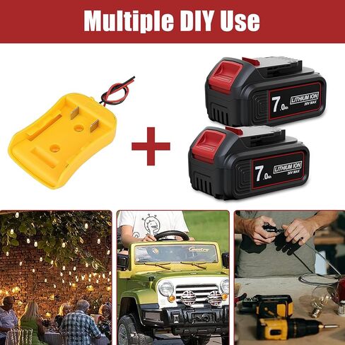 POWTREE ترقية 7.0Ah 2 حزم DCB206 بطارية + عجلة الطاقة DIY محول الاستخدام لديوالت 20 فولت ماكس XR DCB207 DCB206 DCB204 DCB206-2 DCB200-2 DCB180 DCD985B DCB200، 20 فولت ماكس أدوات DCD/DCF/DCG سلسلة in Kuwait