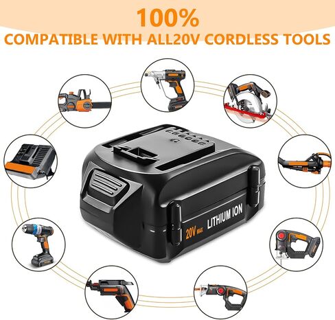 2 حزمة 6.0 أمبير WA3578 بديل لبطارية Worx 20 فولت متوافقة مع بطارية ليثيوم Worx 20 فولت WA3578 WA3525 WA3520 WA3575 WG151s WG155s WG251s WG540s WG890 WG891 WG255s WG545s أدوات كهربائية لاسلكية in Kuwait