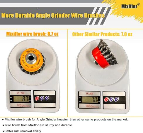 فرشاة كأس سلكية معقودة من Mixiflor مكونة من قطعتين لمطاحن الزوايا، 5/8 بوصة - 11 شجرة ملولبة، عجلة أسلاك من الفولاذ الكربوني 0.02 بوصة لمطحنة الزوايا، لإزالة الصدأ in Kuwait