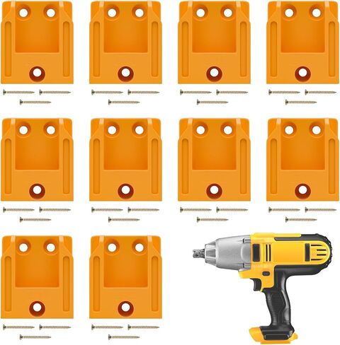 Bonadget 10Pack Tool Holder Wall Mount Compatible with Dewalt 20V 12V Tool Holder for Wall Mount Drill Tool Holder Yellow with Screws in Kuwait