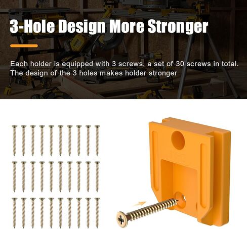 Bonadget 10Pack Tool Holder Wall Mount Compatible with Dewalt 20V 12V Tool Holder for Wall Mount Drill Tool Holder Yellow with Screws in Kuwait