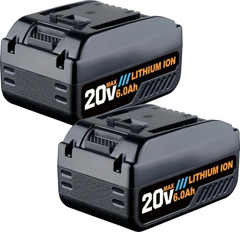 GROWFEAT 2Pack 6.0Ah 20V WA3520 WA3525 بطارية ليثيوم بديلة متوافقة مع بطارية Worx 20V WA3578 WA3525 WA3520 WA3575 WG151s أدوات كهربائية لاسلكية in Kuwait