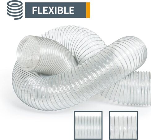 POWERTEC 70255 5" x 10' Anti Static PVC Dust Collection Hose for Dust Collector for Woodworking and Shop Vacuum, 5 Inch Dust Collector Hose for Dust Collection Fittings in Saudi Arabia