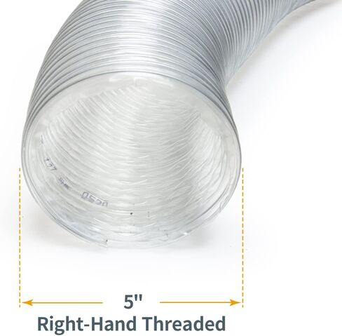 POWERTEC 70255 5" x 10' Anti Static PVC Dust Collection Hose for Dust Collector for Woodworking and Shop Vacuum, 5 Inch Dust Collector Hose for Dust Collection Fittings in Saudi Arabia