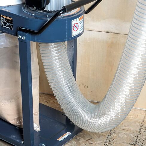 POWERTEC 70255 5" x 10' Anti Static PVC Dust Collection Hose for Dust Collector for Woodworking and Shop Vacuum, 5 Inch Dust Collector Hose for Dust Collection Fittings in Saudi Arabia