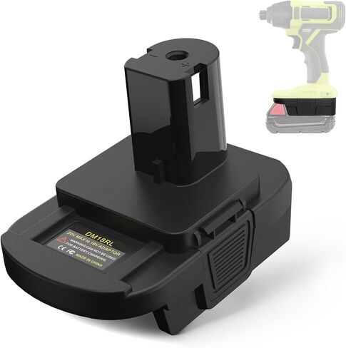 محول محول بطارية DM18RL مع منفذ USB للاستخدام مع أدوات بطارية ليثيوم Ryobi 18 فولت، يحول بطارية ليثيوم أيون ديوالت 20 فولت أو بطارية ليثيوم أيون ميلووكي M18 18 فولت إلى بطارية ليثيوم أيون ريوبي 18 فولت in Kuwait
