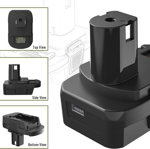 محول محول بطارية DM18RL مع منفذ USB للاستخدام مع أدوات بطارية ليثيوم Ryobi 18 فولت، يحول بطارية ليثيوم أيون ديوالت 20 فولت أو بطارية ليثيوم أيون ميلووكي M18 18 فولت إلى بطارية ليثيوم أيون ريوبي 18 فولت in Kuwait