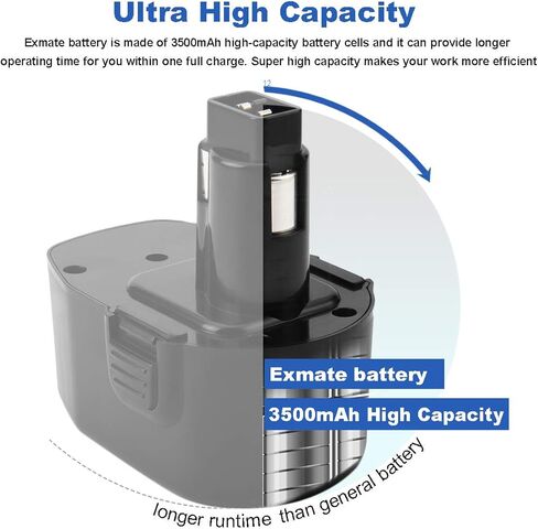 Exmate 14.4V 3.5Ah DE9094 Replacement Battery Compatible with DEWALT DW9091 DW9094 DC9091 DC9094 DC9144 DE9091 DE9092 DE9038 DE9094 DE9502 DW935, 14.4V Ni-Mh Battery in Saudi Arabia