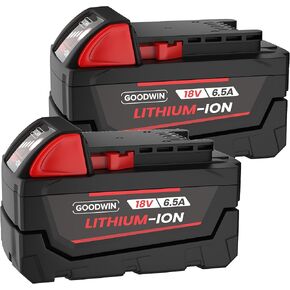 GOODWIN 48-11-1865 6.5Ah 18V Replacement Batteries Compatible with Milwaukee M18 48-11-1880, 48-11-1850, 48-11-1860, 48-11-1812, 48-11-1840, 48-11-1820-2 Pack in Saudi Arabia