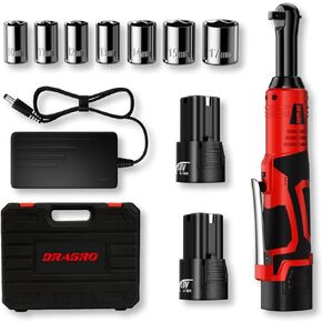 3/8" Extended Electric Ratchet Wrench, 18V Cordless Ratchet Wrench Power Electric Ratchet with 7 Sockets, 450 RPM Variable Speed Ratchet Wrench with 2 Pcs 2.0Ah Lithium-Ion Batteries & Fast Charge in Kuwait