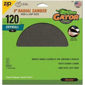 التمساح 1003467 9 بوصة. قرص الصنفرة الناعم من CeraMax Grain Hook & Loop 120 Grit Fine Sanding Disc - عبوة من 5 in Kuwait