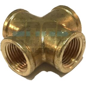 EDGE INDUSTRIAL FORGED BRASS CROSS FITTING 1/2" FEMALE NPT FNPT FUEL/AIR/WATER/OIL/GAS WOG (QTY 01)
