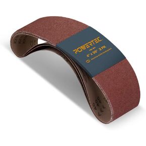 POWERTEC 110133 4 x 36 Inch Sanding Belts | 100 Grit Aluminum Oxide Belt Sander Sanding Belt | Sandpaper for Belt and Disc Sander – 3 Pack