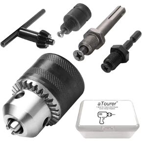 aTourer Drilling Chuck with Adapters Hex/SDS Plus/Socket Square Female Adapter, Key Drill Chuck Quick Change Converter for Impact Driver/Wrench/Hammer