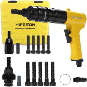 Pneumatic Rivet Nut Gun with 3/8 & 1/2 Self-Locking Head Gun,Quick-Change Mandrels,Industrial Grade Adjustable Speed Air Rivnut Gun (3/8, 1/2 (200 R.P.M)) in Kuwait