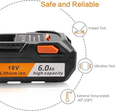 [عبوة واحدة] 18 فولت عالي الإخراج 6.0 أمبير! بطارية لأدوات الطاقة Ridgid 18 فولت R840087 R840083 R840086 R840085 R840084 AC840085 AC840086 AC840087P إلخ. in Saudi Arabia