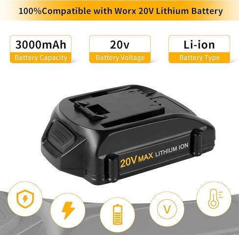 حزمة واحدة 20 فولت 3000 مللي أمبير WA3520 بديلة لبطارية Worx 20 فولت متوافقة مع بطارية ليثيوم Worx 20 فولت WA3520 WA3525 WG151s WG155s WG251s WG255s WG540s WG545s WG890 WG891 أدوات كهربائية لاسلكية in Kuwait