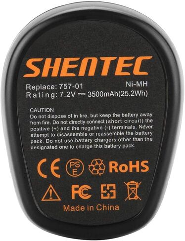Shentec 2-Pack 3.5Ah 7.2V بطارية بديلة عالية السعة متوافقة مع Dremel 757-01 Dremel 7700-01 Dremel 7700-02، Ni-MH (غير مناسبة لـ Dremel MultiPro 7700 Type 1، 770T2 و73000) in Kuwait
