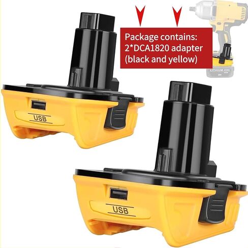 Alian Dewolt 18 Volt to 20 Volt Adapter,Dewolt 20v Battery Adapter kit for 18v Battery,for Dewal 18V Old Power Tool,USB Charger Adaptor,Orangeyellow(2 Packs) in Saudi Arabia