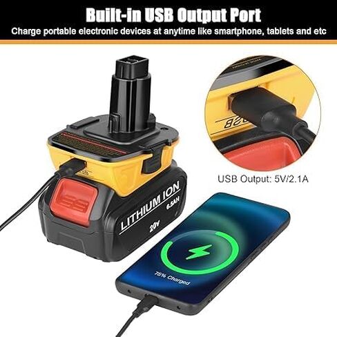 Alian Dewolt 18 Volt to 20 Volt Adapter,Dewolt 20v Battery Adapter kit for 18v Battery,for Dewal 18V Old Power Tool,USB Charger Adaptor,Orangeyellow(2 Packs) in Saudi Arabia