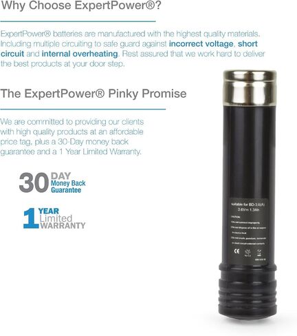 ExpertPower 3.6v 1300mAh NiCd Battery for Black & Decker VP100, VP110, VP130, VP143 151995-03 383900-03 387854-00 Sears Craftsman 00911271000 11271 900.112710 (Don't Replace: VP105, VP110 Gold) in Saudi Arabia