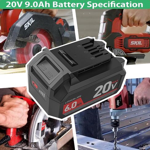 بطارية DMMNS بديلة 20 فولت 6000 مللي أمبير في الساعة SKIL BY519601 BY519702 BY519603 مع مؤشر شحن LED لبطارية أدوات الطاقة اللاسلكية من سلسلة SKIL 20V V20 (غير مناسبة لمنفاخ أوراق الشجر ومنشار دائري) in Kuwait