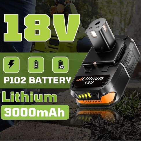VINIDA 2Pack 3.0Ah P102 Li-ion Replacement for Ryobi 18V Battery and Charger Compatible with Ryobi Battery 18V P190 P104 P108 in Saudi Arabia