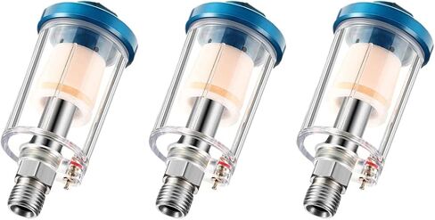 YXCCSE 3 Pcs Water Oil Separator Mini in-Line Air Filter, 1/4 Inch NPT Inlet and Outlet Airbrush Filter Moisture Separator - Use on Compressor Air Line Hose, Air Tools, Paint Spray Guns in Kuwait