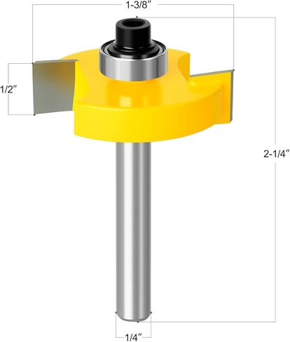 MEIGGTOOL Rabbet Router Bit with 6 Bearings Set - 3/8", 1/2", 5/8", 3/4", 7/8", 1-1/8". Interchangeable Bearings with 1/4" Shank in Kuwait