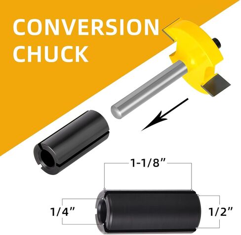 MEIGGTOOL Rabbet Router Bit with 6 Bearings Set - 3/8", 1/2", 5/8", 3/4", 7/8", 1-1/8". Interchangeable Bearings with 1/4" Shank in Kuwait