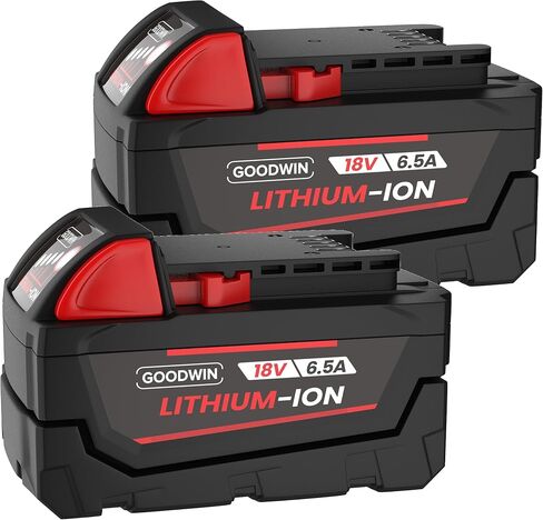 GOODWIN 48-11-1865 6.5Ah 18V Replacement Batteries Compatible with Milwaukee M18 48-11-1880, 48-11-1850, 48-11-1860, 48-11-1812, 48-11-1840, 48-11-1820-2 Pack in Saudi Arabia