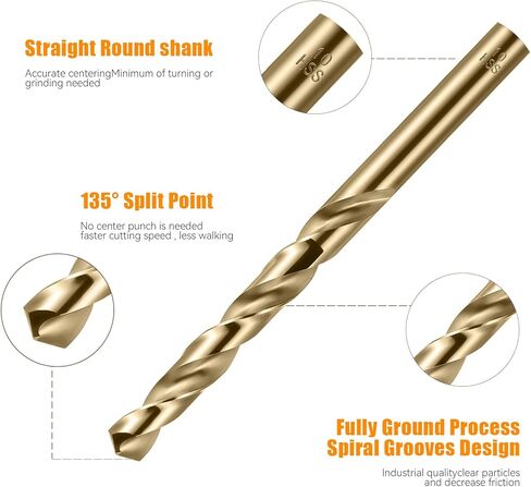 Cobalt Drill Bit Set, M35 Twist HSS Drill Bits Straight Shank, 2mm High Speed Steel Drill Bits for Drilling in Hard Metal, Stainless Steel, Cast Iron (8mm) in Saudi Arabia