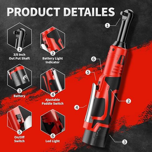 مفتاح ربط بسقاطة كهربائي ممتد 3/8 بوصة، مفتاح ربط بسقاطة لاسلكي 18 فولت، سقاطة كهربائية مع 7 مقابس، مفتاح ربط بسقاطة متغيرة السرعة 450 دورة في الدقيقة مع قطعتين من بطاريات ليثيوم أيون 2.0 أمبير وشحن سريع in Kuwait