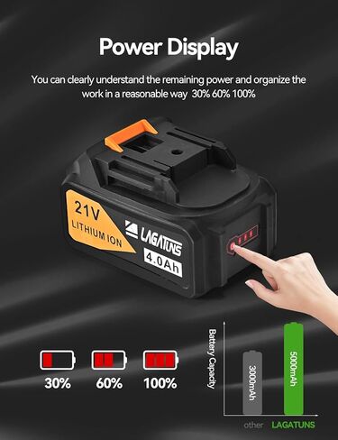 Lagatuns High Output 4.0Ah 21V Lithium-Ion Battery Replacement for LAGATUNS Tool in Kuwait