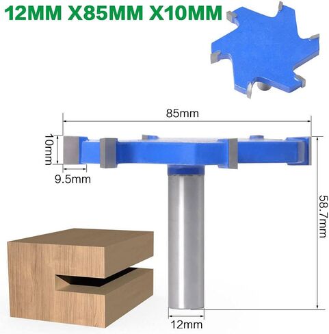 CNC Spoilboard Surfacing Router Bit, 6 Wings 1/2" Shank CNC Router Slotting Bits for Mortise Joint, Finger Joint, Acoustic Panels - 85mm Cutting Dia in Saudi Arabia
