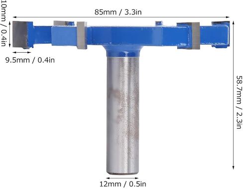 CNC Spoilboard Surfacing Router Bit, 6 Wings 1/2" Shank CNC Router Slotting Bits for Mortise Joint, Finger Joint, Acoustic Panels - 85mm Cutting Dia in Saudi Arabia